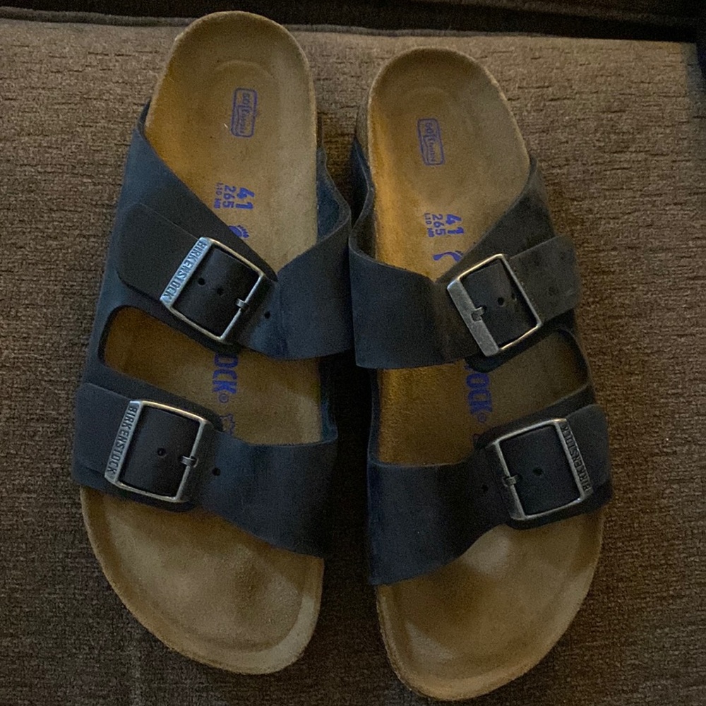 Black leather Birkenstocks